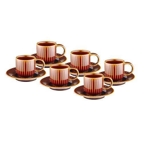 Emsan İstanbul Porselen Lev 6 Kişilik Kahve Fincan Takımı Kahverengi