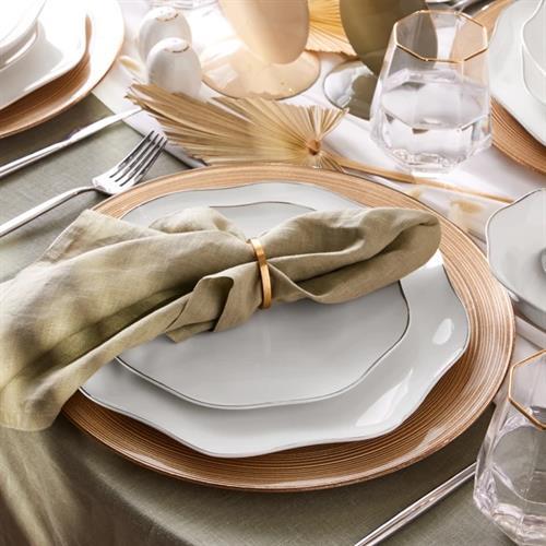 Emsan Lotus Fine Bone 53 Parça 12 Kişilik Yemek Takımı Platin