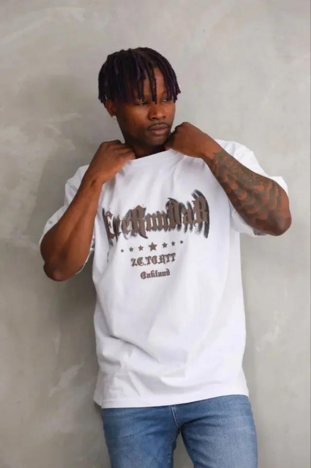Erkek Baskılı T-Shirt Kısa Kol Bisiklet Yaka Regular Fit Rahat Kalıp Günlük Tişört - Beyaz