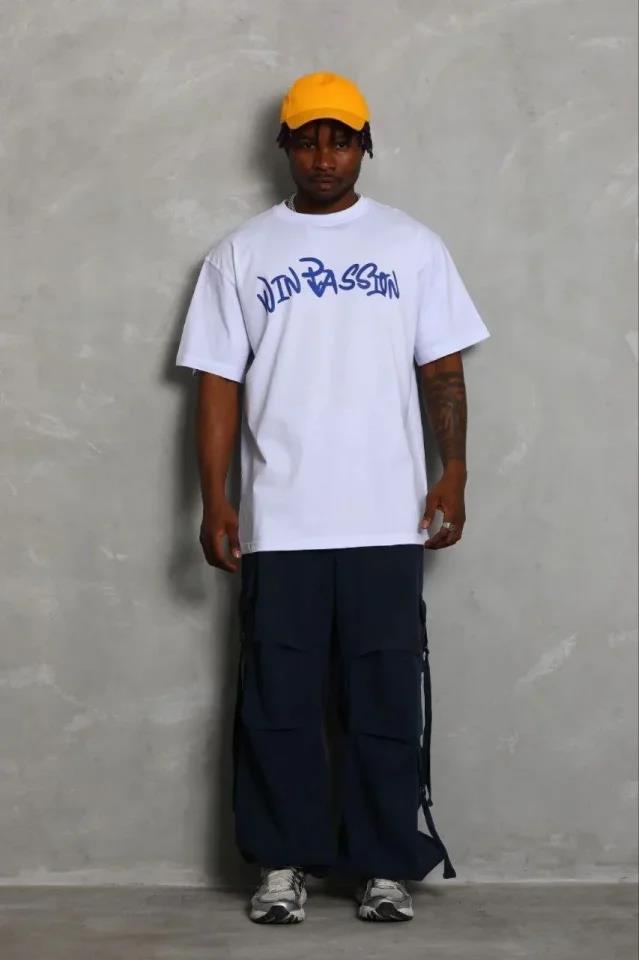 Erkek Baskılı T-Shirt Kısa Kol Bisiklet Yaka Regular Fit Rahat Kalıp Günlük Tişört - Beyaz