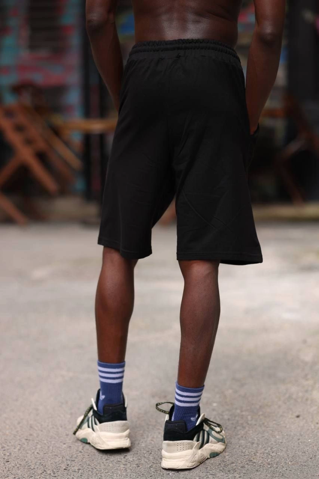 Erkek İki İplik Cepli Şort - Siyah