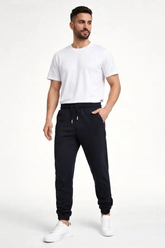 Erkek Jogger Eşofman Altı Rahat Kalıp, Cepli, Lastikli Paça, Günlük Spor Pantolon - Siyah