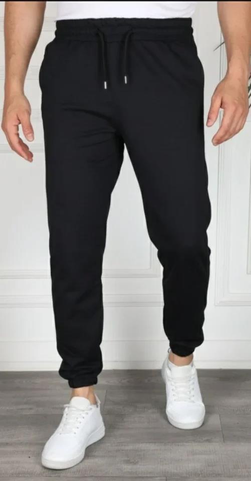 Erkek Jogger Eşofman Altı Rahat Kalıp, Cepli, Lastikli Paça, Günlük Spor Pantolon - Siyah