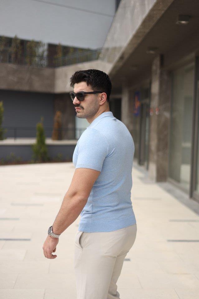 Erkek Polo Yaka Fermuar Detaylı Tişört