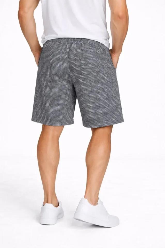 Erkek Pötikareli Şort – Beli Lastikli Bağcıklı, Cepli, Rahat Kesim Günlük Yazlık Şort - Füme