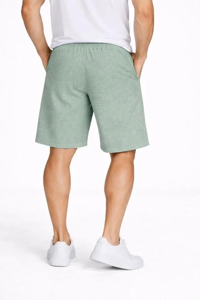 Erkek Pötikareli Şort – Beli Lastikli Bağcıklı, Cepli, Rahat Kesim Günlük Yazlık Şort - Mint Yeşili