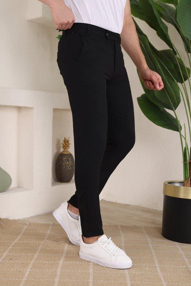 Erkek Slim Fit Likralı Bilek Boy Kumaş Pantolon