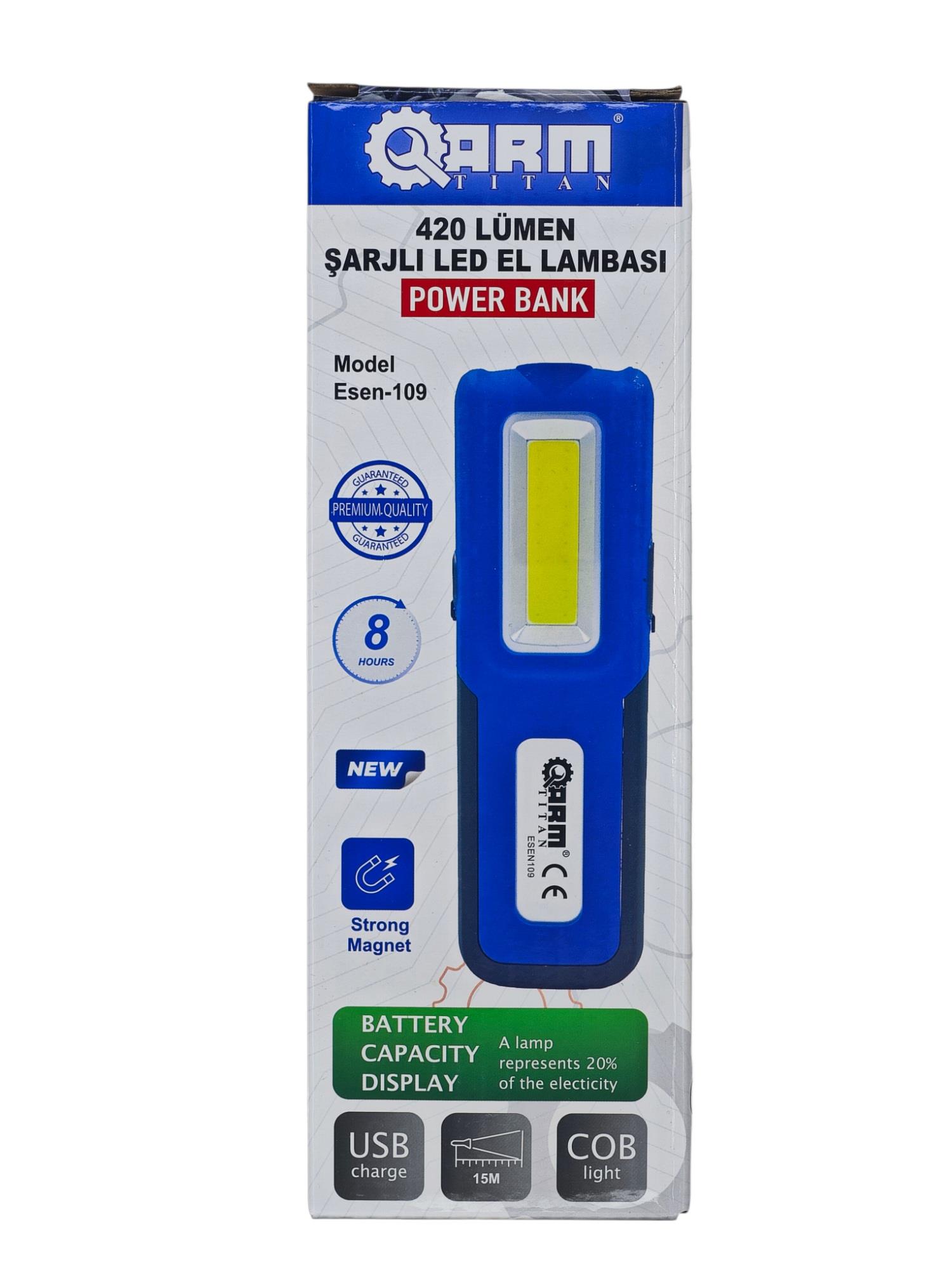 Esen-109   Arm 420 Lümen Şarjlı Led Fener