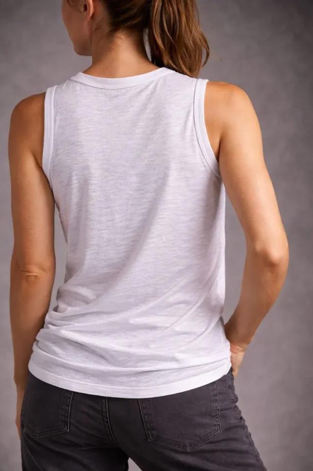 Flamlı Kumaş Sıfır Kolsuz Atlet  Basic Spor Üst, Günlük Ve Fitness Kullanımına Uygun - Beyaz