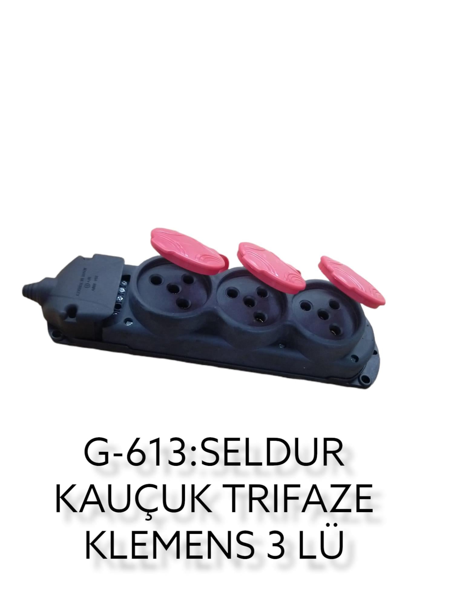 G-613   SELDUR KAUÇUK TRİFAZE KLEMENS 3lü (Kırmızı Kapak)