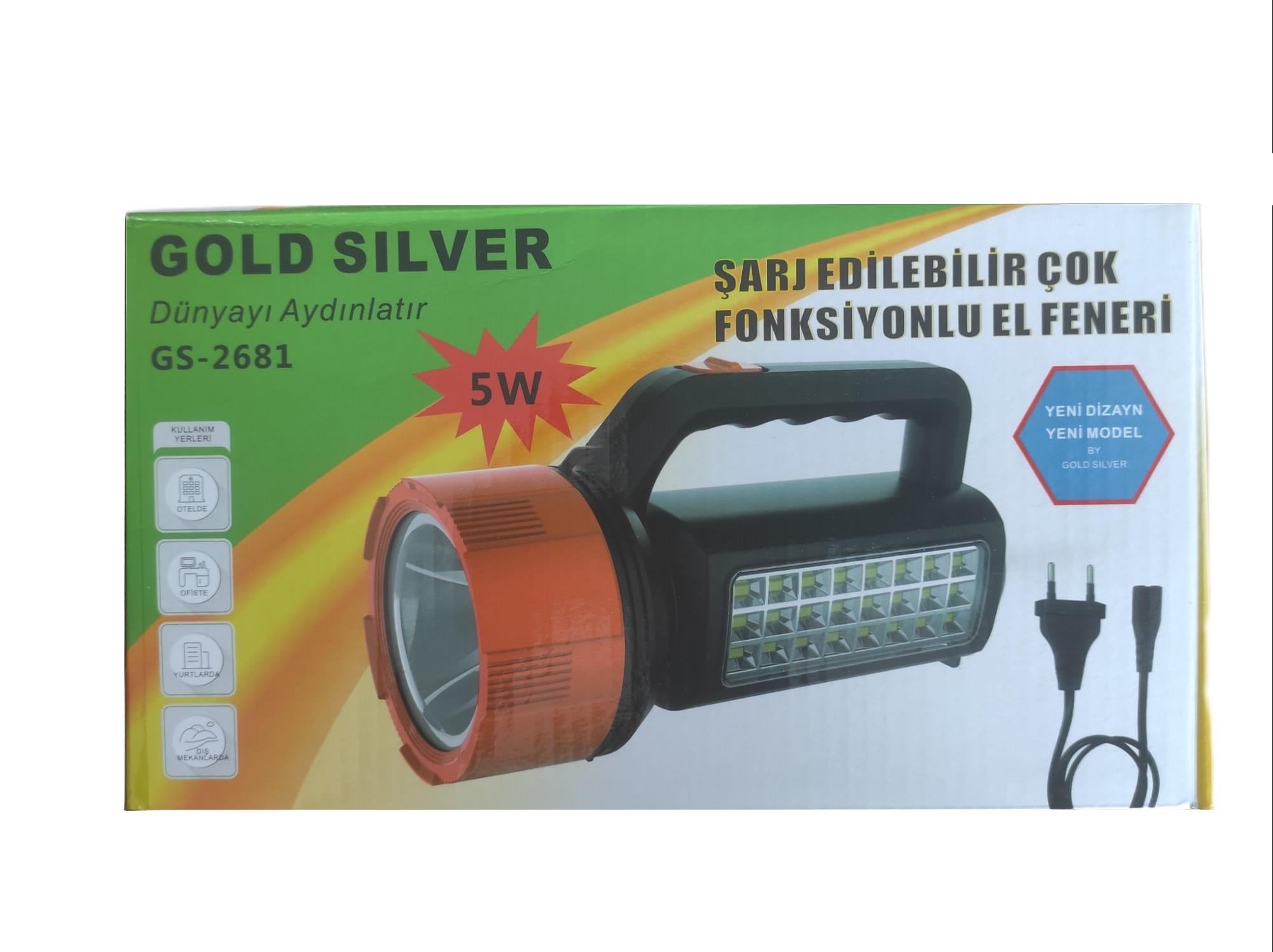 GS-2681   GOLD SILVER 5W ŞARJLI EL FENERİ