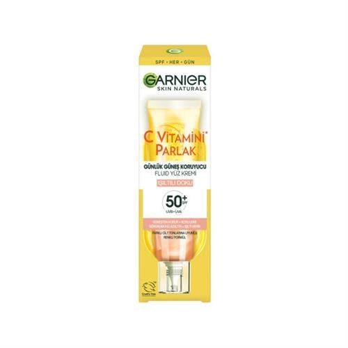 Garnier C Vitamini Parlak Günlük Güneş Koruyucu Fluid Yüz Kremi Isıltılı Doku SPF50+ 40ml
