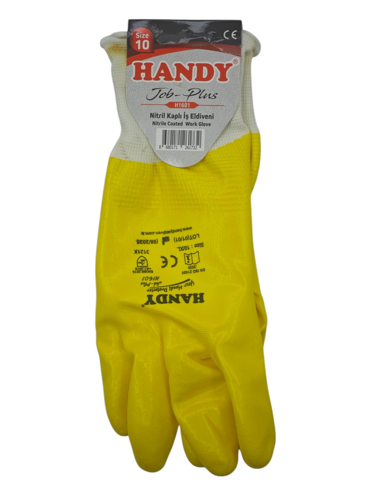 H1601   Handy Ful Sarı Nitril Kaplı İş Eldiveni 10