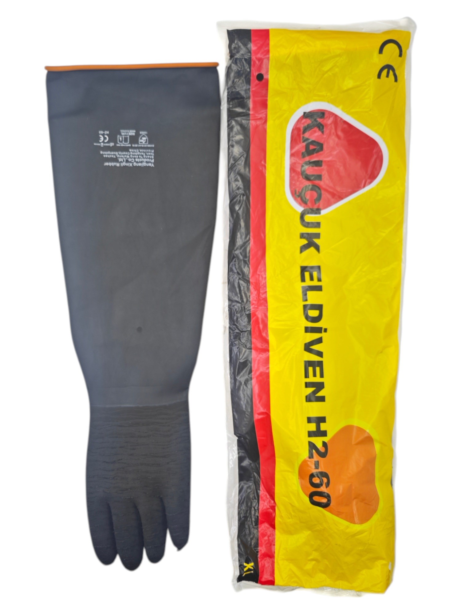 H2-60   TSA Siyah Lateks Endüstriyel Eldiven 60cm