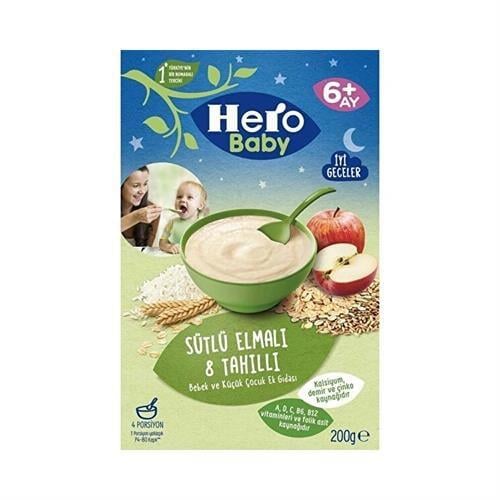 Hero Baby Sütlü Elmalı 8 Tahıllı Mama 200 Gr.