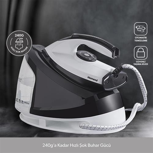 Homend Steamwork Buhar Kazanlı Ütü Siyah Beyaz 1167H