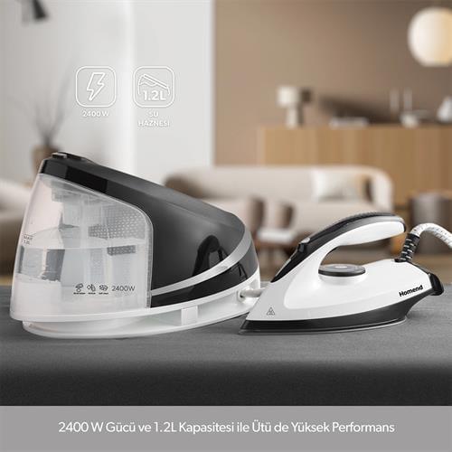 Homend Steamwork Buhar Kazanlı Ütü Siyah Beyaz 1167H