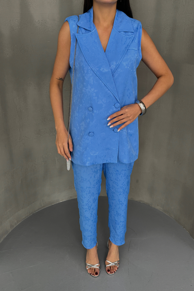 JAKAR KUMAŞ YELEK - PANTOLON TAKIM - Mavi