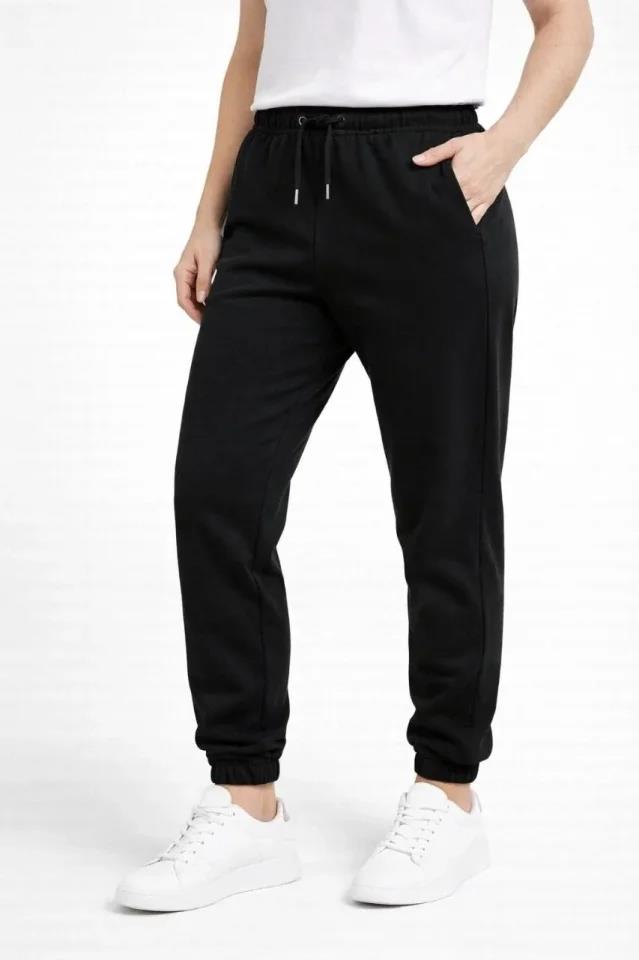 Jogger Eşofman Altı Rahat Kalıp, Cepli, Lastikli Paça, Günlük Spor Pantolon - Siyah