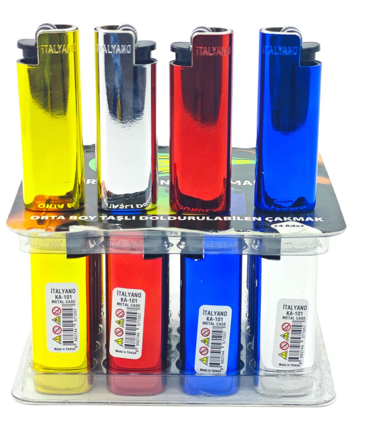 KA-101   İTALYANO TAŞLI METAL ÇAKMAK - Renkli
