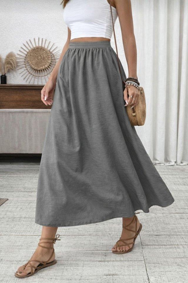 Kadın Beli Lastikli Paraşüt Kumaş Etek