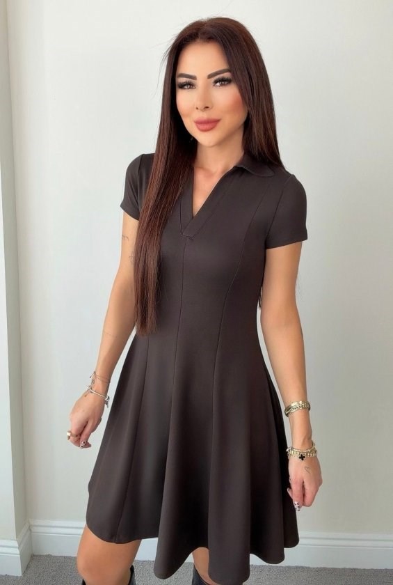 Kadın Kısa Kollu V Yakalı Kısa Modal Elbise
