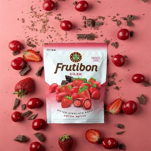 Kahve Dünyası Frutibon Kırmızı Renkli Bitter Çikolatalı Çilek Draje 50 Gr