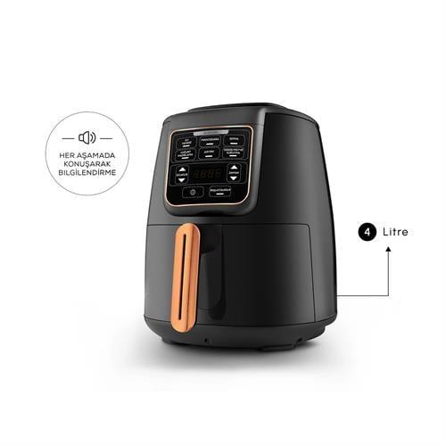 Karaca Air Pro Cook XL 2 İn 1 Konuşan Airfryer Black Copper 4L