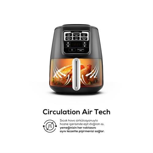 Karaca Air Pro Cook XL 2 İn 1 Konuşan Airfryer Black Chrome 4L