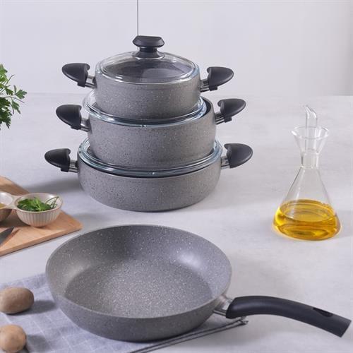 Karaca Biogranit Avanos 7 Parça Tencere Seti Gri