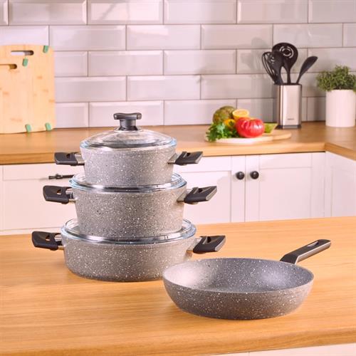 Karaca Biogranit Uraz 7 Parça Tencere Seti Gri