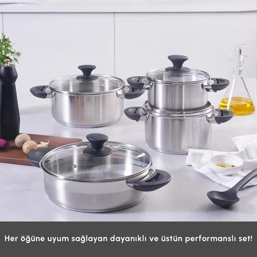 Karaca Buca İndüksiyon Tabanlı 8 Parça Çelik Tencere Seti