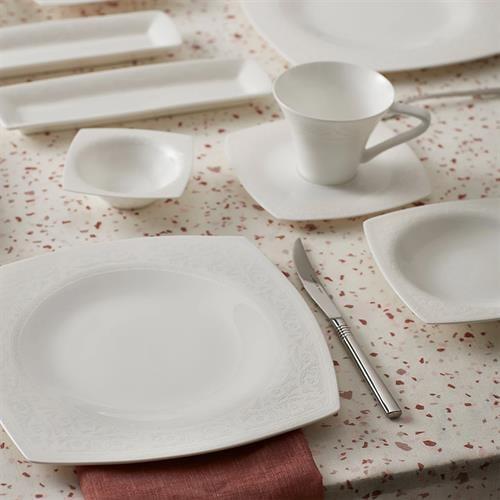 Karaca Fine Pearl Roma 26 Parça 6 Kişilik Kahvaltı Takımı Kare