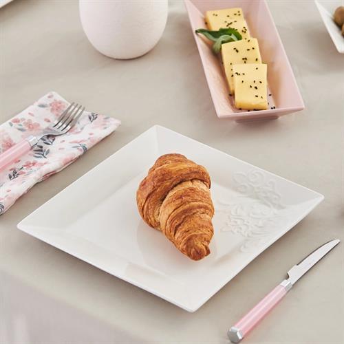 Karaca Forever Bone Trend Emboss Porselen 32 Parça 6 Kişilik Kahvaltı Takımı Pink