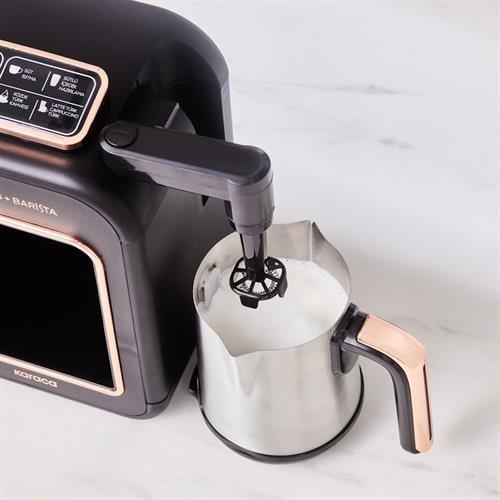 Karaca Hatır Plus Barista Steel 6 İn 1 Konuşan Latte Cappuccino Ve Közde Türk Kahve Makinesi Walnut Brown