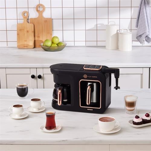 Karaca Hatır Plus Barista Steel 6 İn 1 Konuşan Latte Cappuccino Ve Közde Türk Kahve Makinesi Walnut Brown