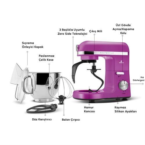 Karaca Mastermaid Chef Pro Çift Kollu Hamur Yoğurma Makinesi Fushia Love 1750W 5L