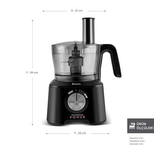 Karaca Mastermaid Power Max 11 İn 1 Mutfak Robotu 2500W Matte Black Silver