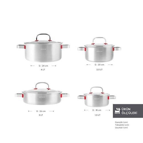 Karaca Powersteel 316+ 3Ply Artemis İndüksiyon Tabanlı 8 Parça Çelik Tencere Seti