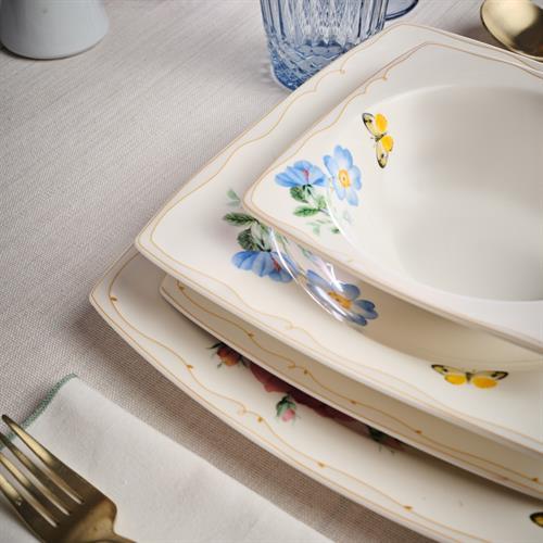 Karaca Square Bone Velora 53 Parça 12 Kişilik Yemek Takımı