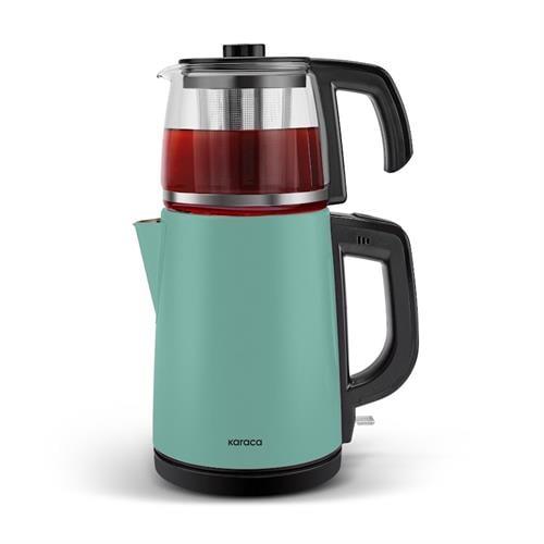 Karaca Tea Glass 2 İn 1 Çelik Çay Makinesi Ve Kettle Blue Mist