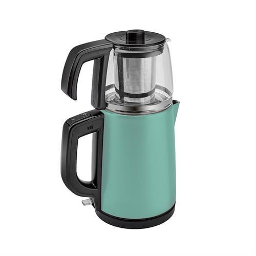 Karaca Tea Glass 2 İn 1 Çelik Çay Makinesi Ve Kettle Blue Mist