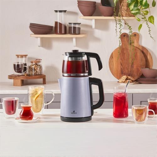 Karaca Tea Glass 2 İn 1 Çelik Çay Makinesi Ve Kettle Ocean Wave