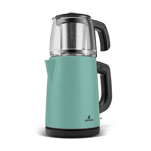 Karaca Tea Glass 2 İn 1 Çelik Çay Makinesi Ve Kettle Blue Mist