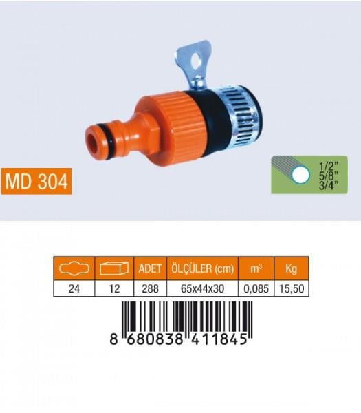 MD 304   Medalyan Kelepçeli Musluk Adaptörü 1/2