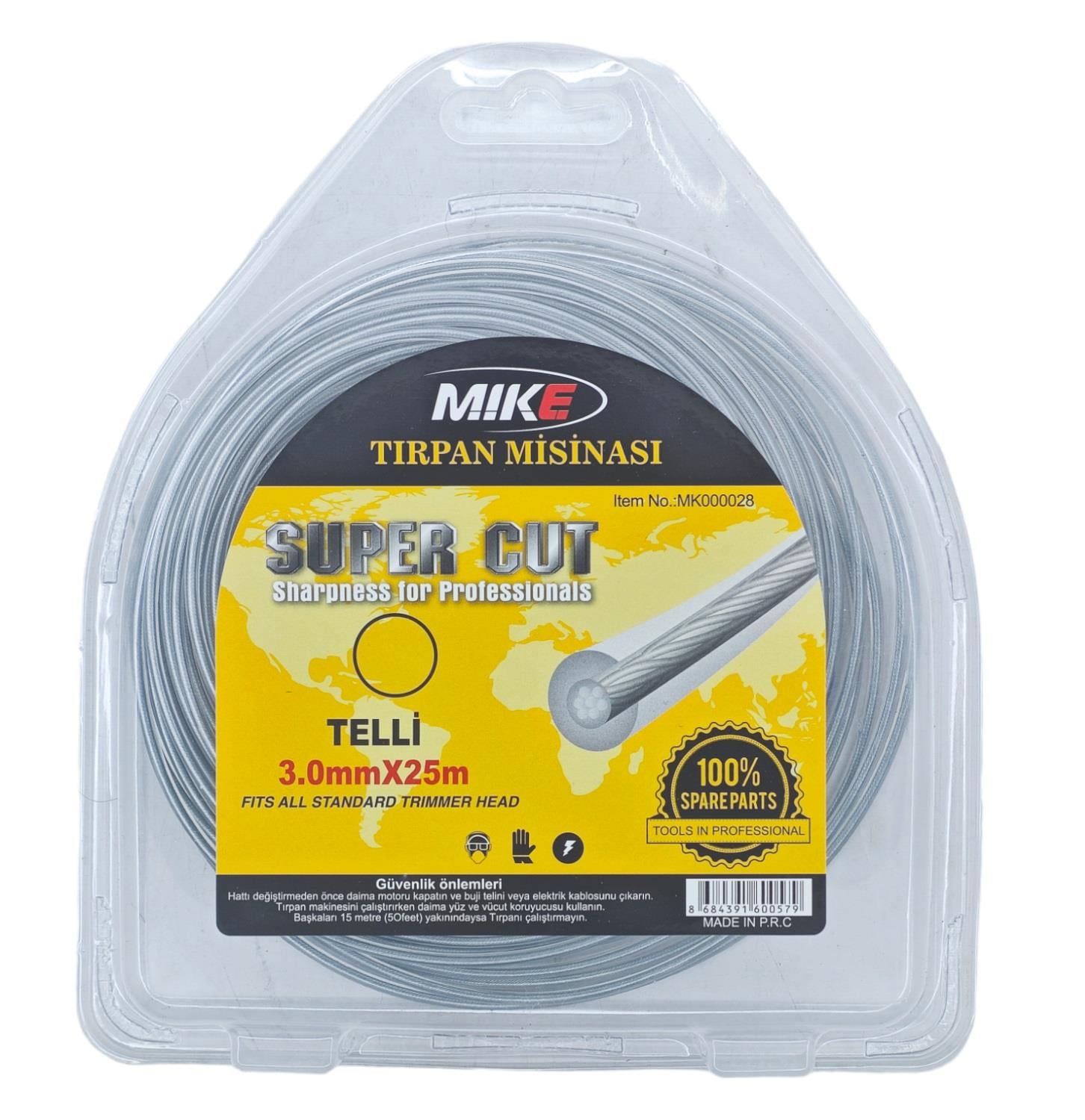 MK000028   MIKE TIRPAN MİSİNASI 4.0mm*25m - Çelik Telli