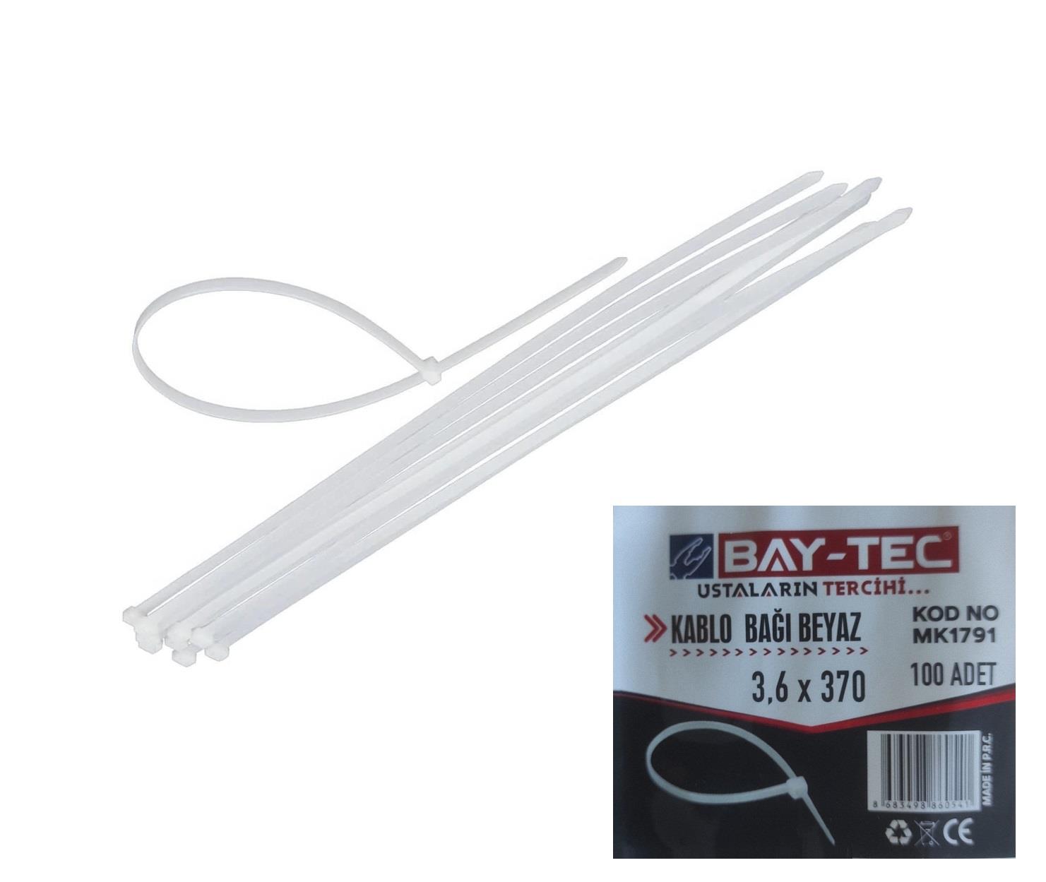MK1791   BAY-TEC KABLO BAĞI 3.6*370mm - Beyaz