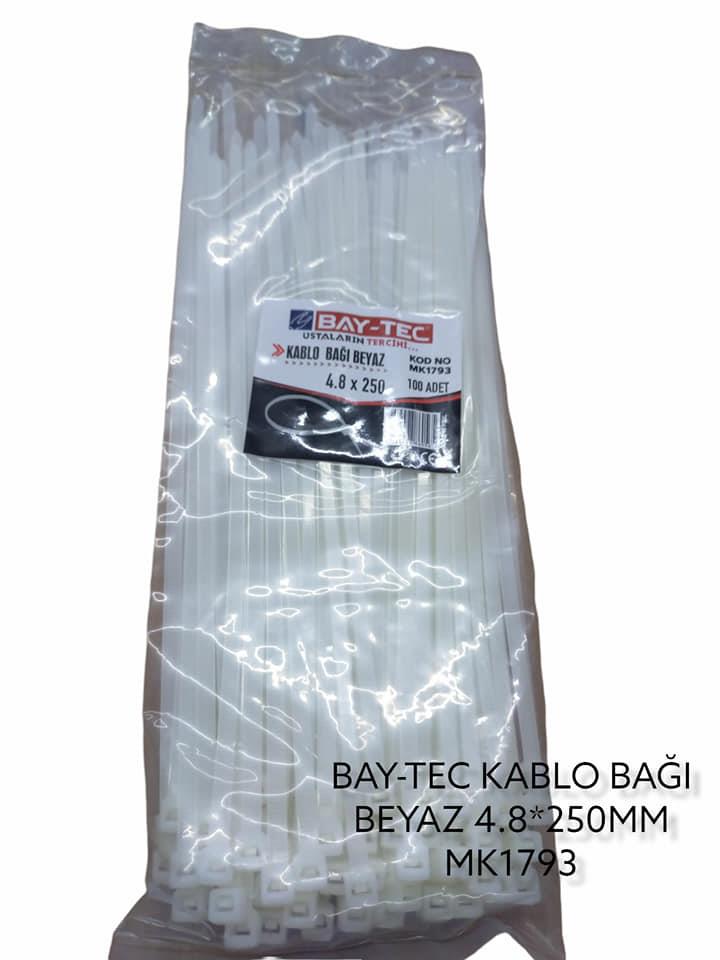 MK1793   BAY-TEC KABLO BAĞI 4.8*250mm - Beyaz