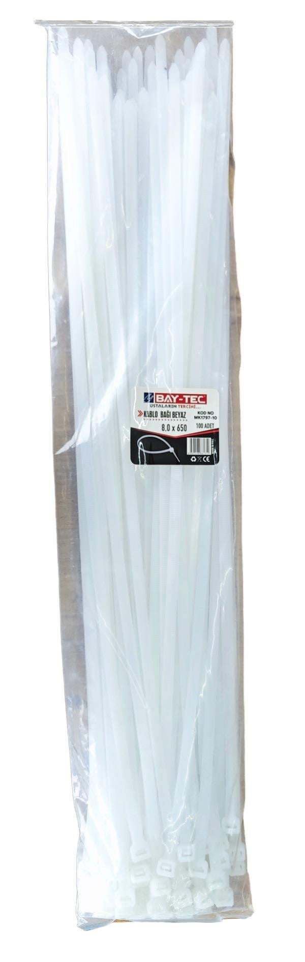 MK1797-10   BAY-TEC KABLO BAĞI 100lü 8*650mm - Beyaz
