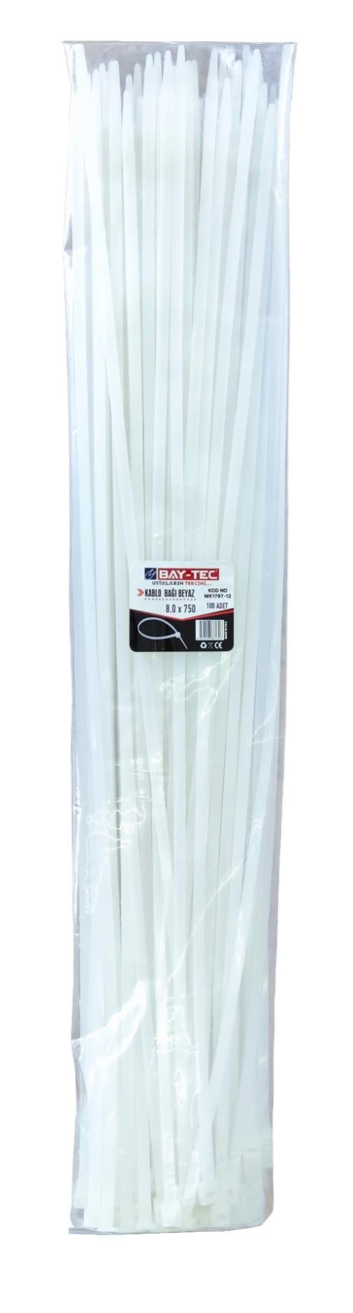 MK1797-12   BAY-TEC KABLO BAĞI 100lü 8*750mm - Beyaz